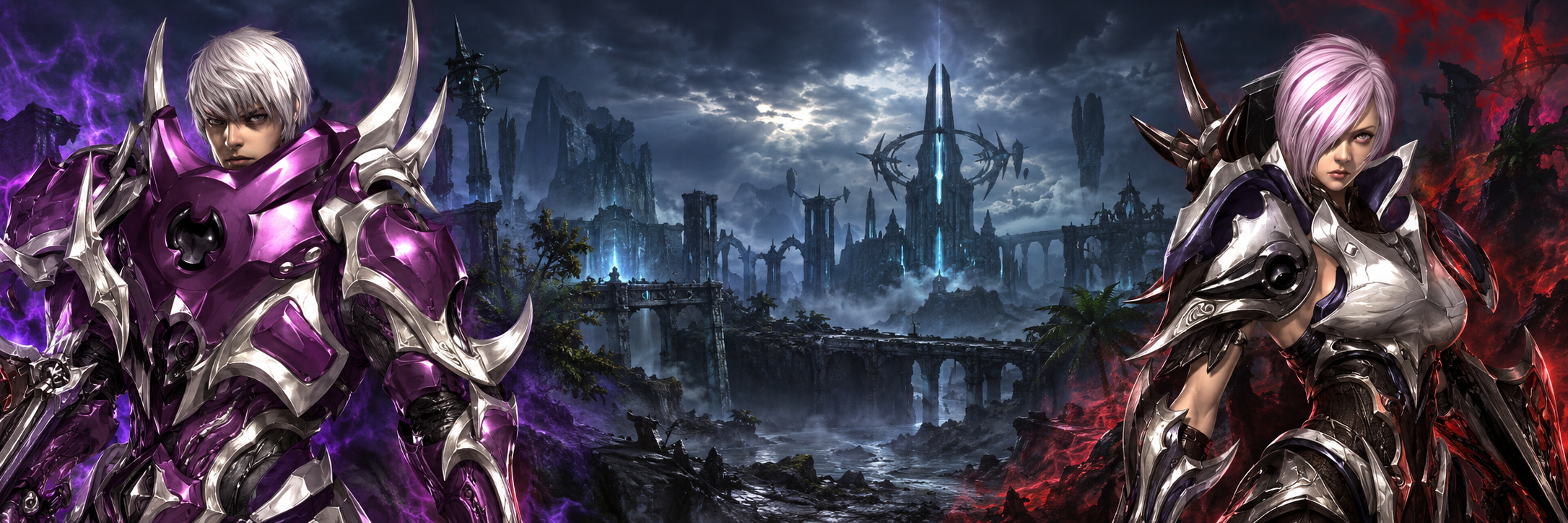 Capella and Procyon warriors facing the ruins of Nevareth